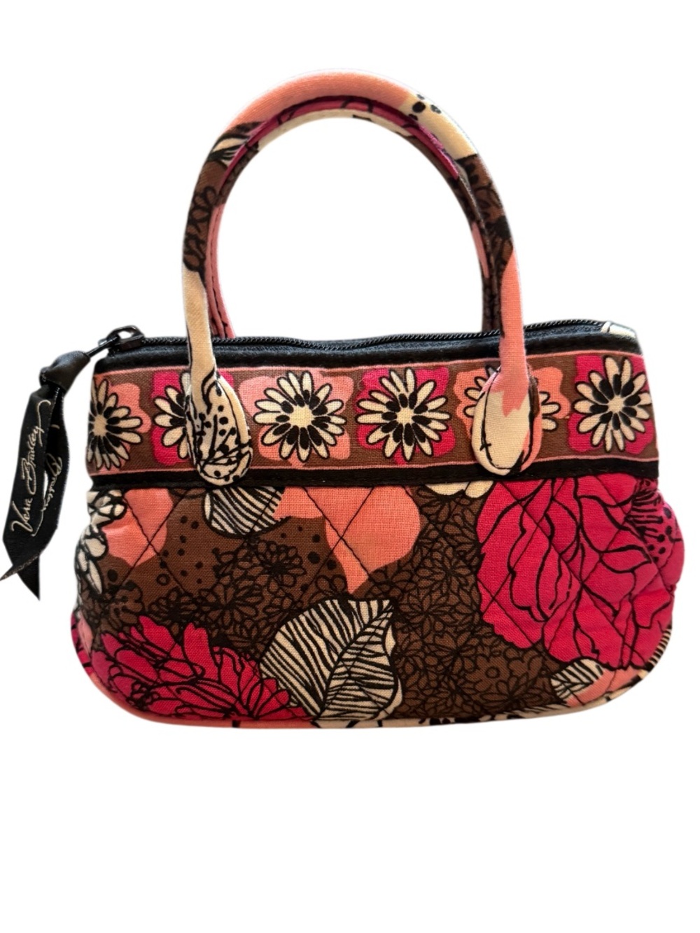 Vera Bradley Pink Black Floral Quilted Mini Handbag Satchel-Babydoll Little Girl